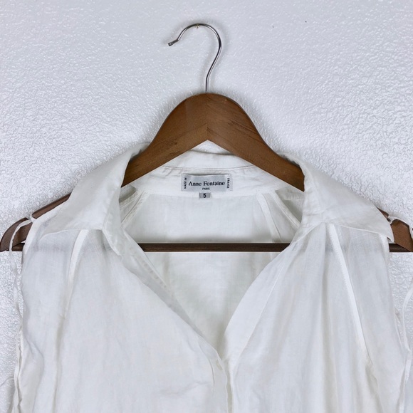 SOLD | Anne Fontaine | White Button Down Linen Top - Picture 2 of 8